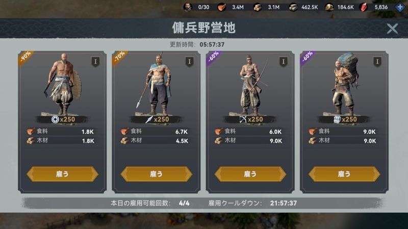 ヴァイキングライズの英雄育成画面