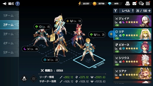 アヴァベルオンラインのステータス・育成画面