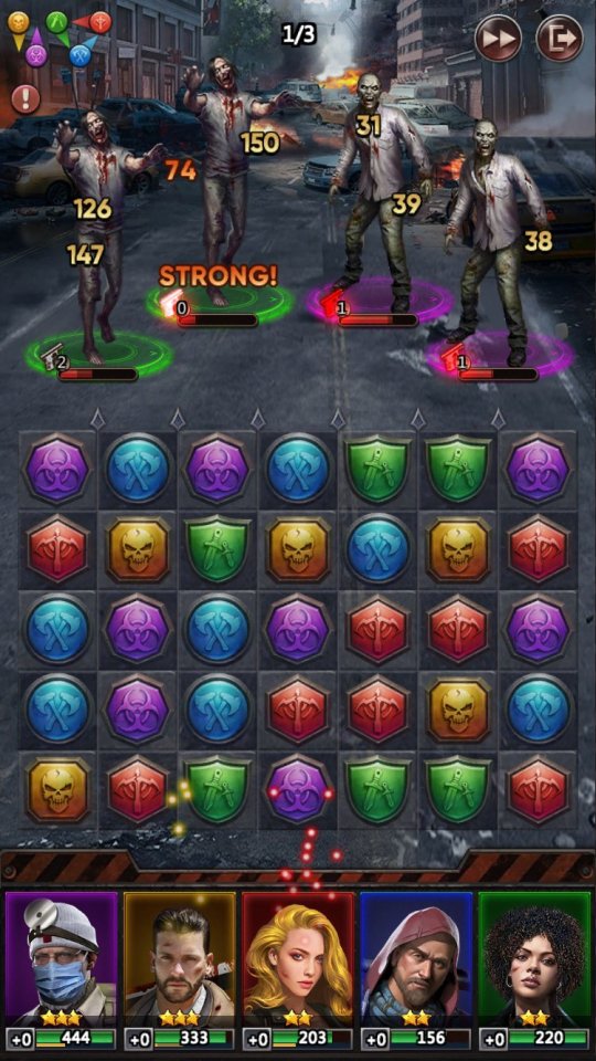 パズル＆サバイバルのパズルバトル画面