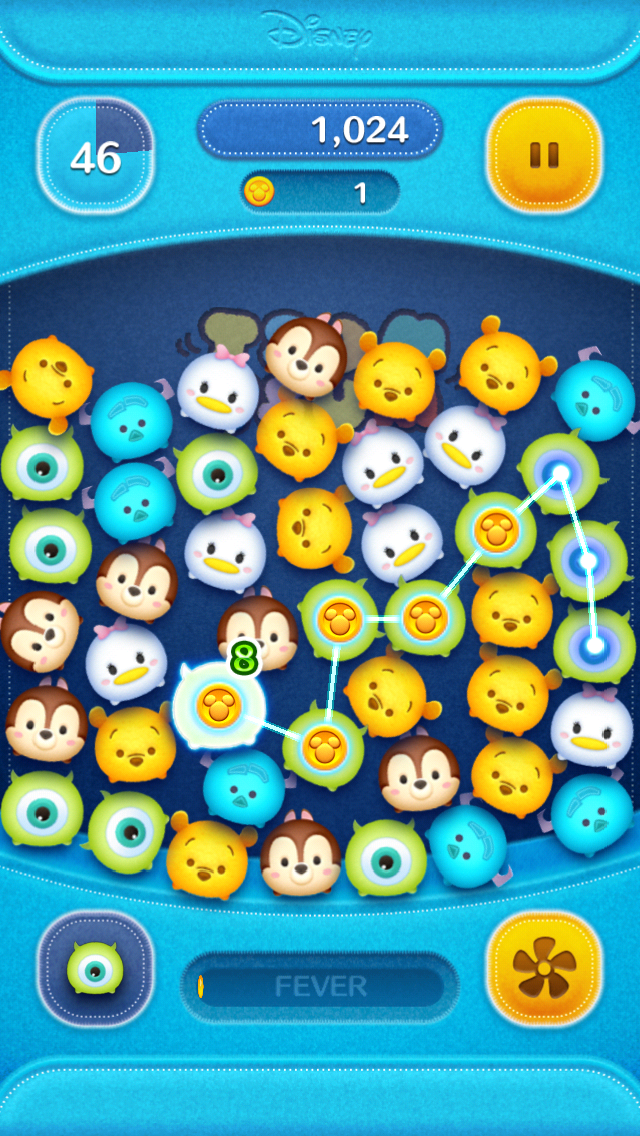 LINE：ディズニー ツムツムのパズル画面