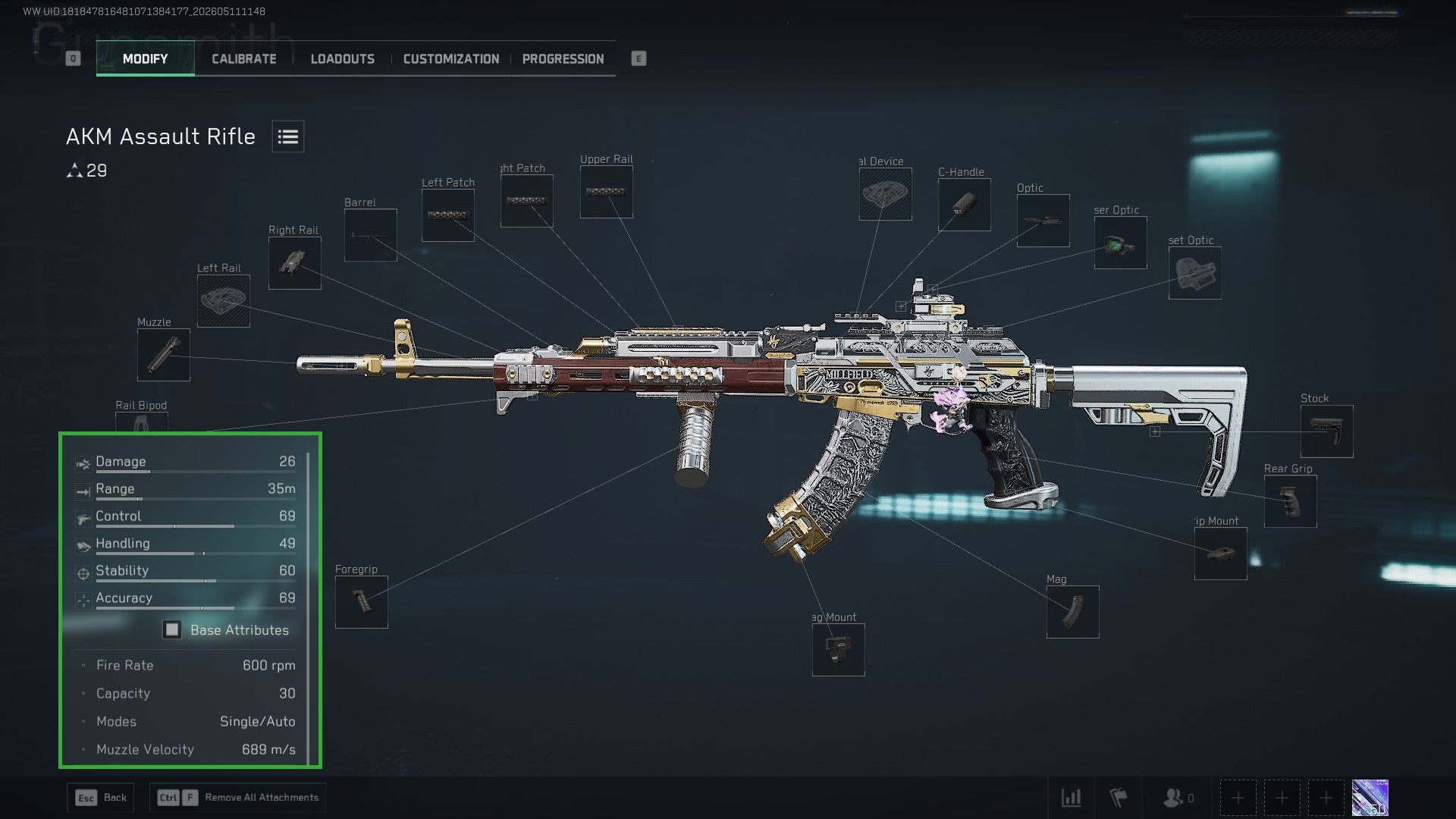 Delta Forceの武器カスタマイズ画面
